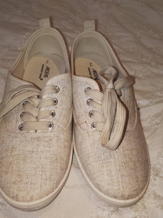Ardene Shoes - Ardene Linen-Texture Casual slip on Flats Natural Beige